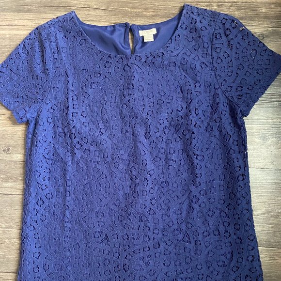 J. Crew Factory Short Sleeve Lace Top - Picture 1 of 5